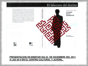 Cartel de la presentación del libro 'El laberinto del destino' en Binéfar