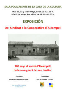 Cartel de la exposición 'Del Sindicat a la Cooperativa d’Alcampell' en los actos del centenario