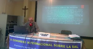 Un momento de la ponencia «Patrimonio de la sal en el Parque geológico y minero de la Litera y la Ribagorza» (foto Imma Gracia / La Litera información)