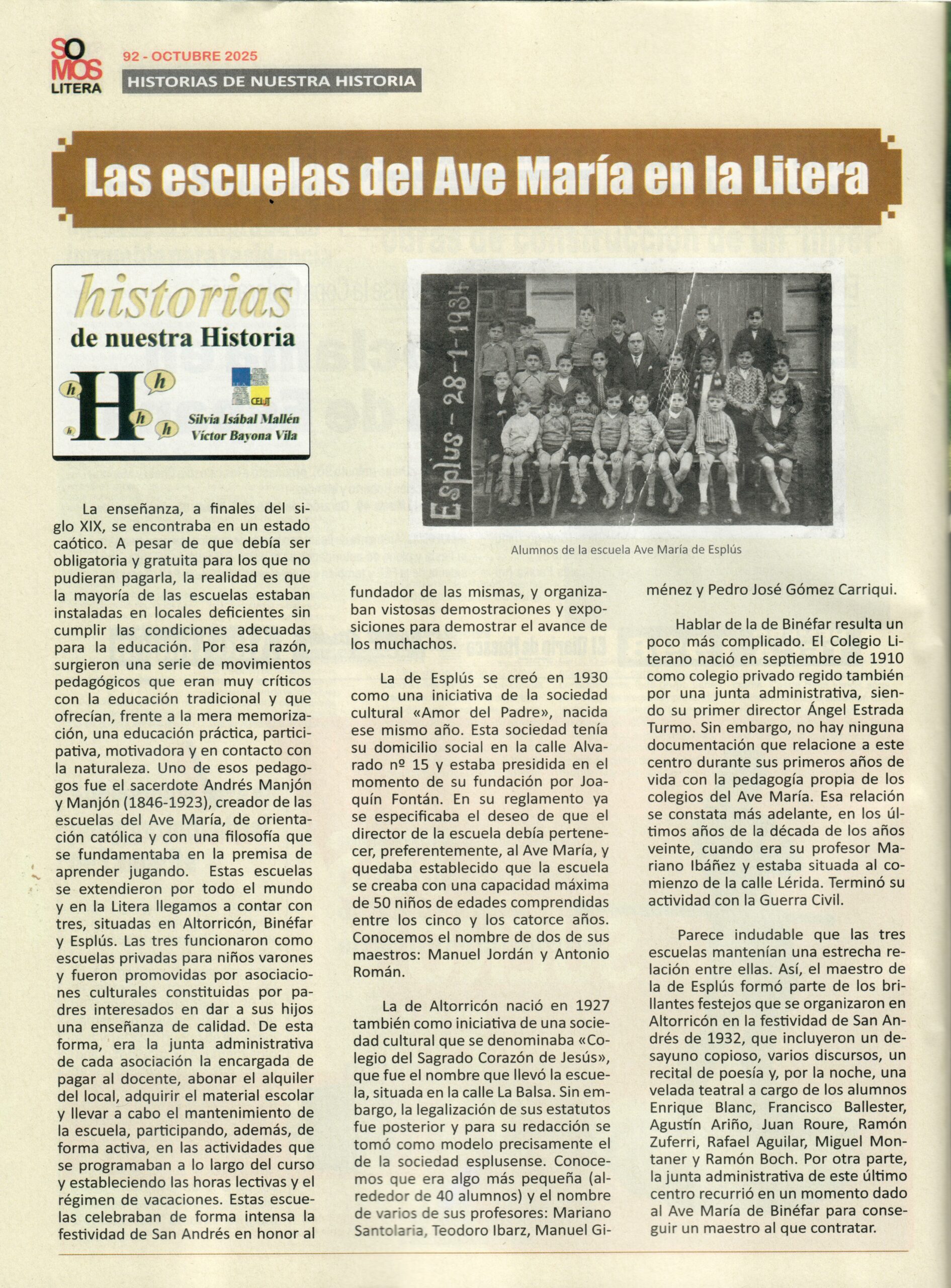 Artículo para el mes de octubre en la revista Somos Litera