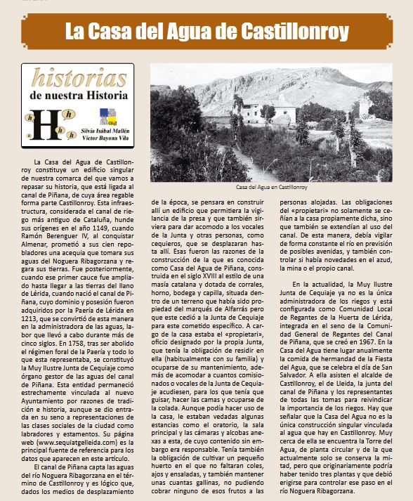 La Casa del Agua de Castillonroy en Historias de nuestra Historia