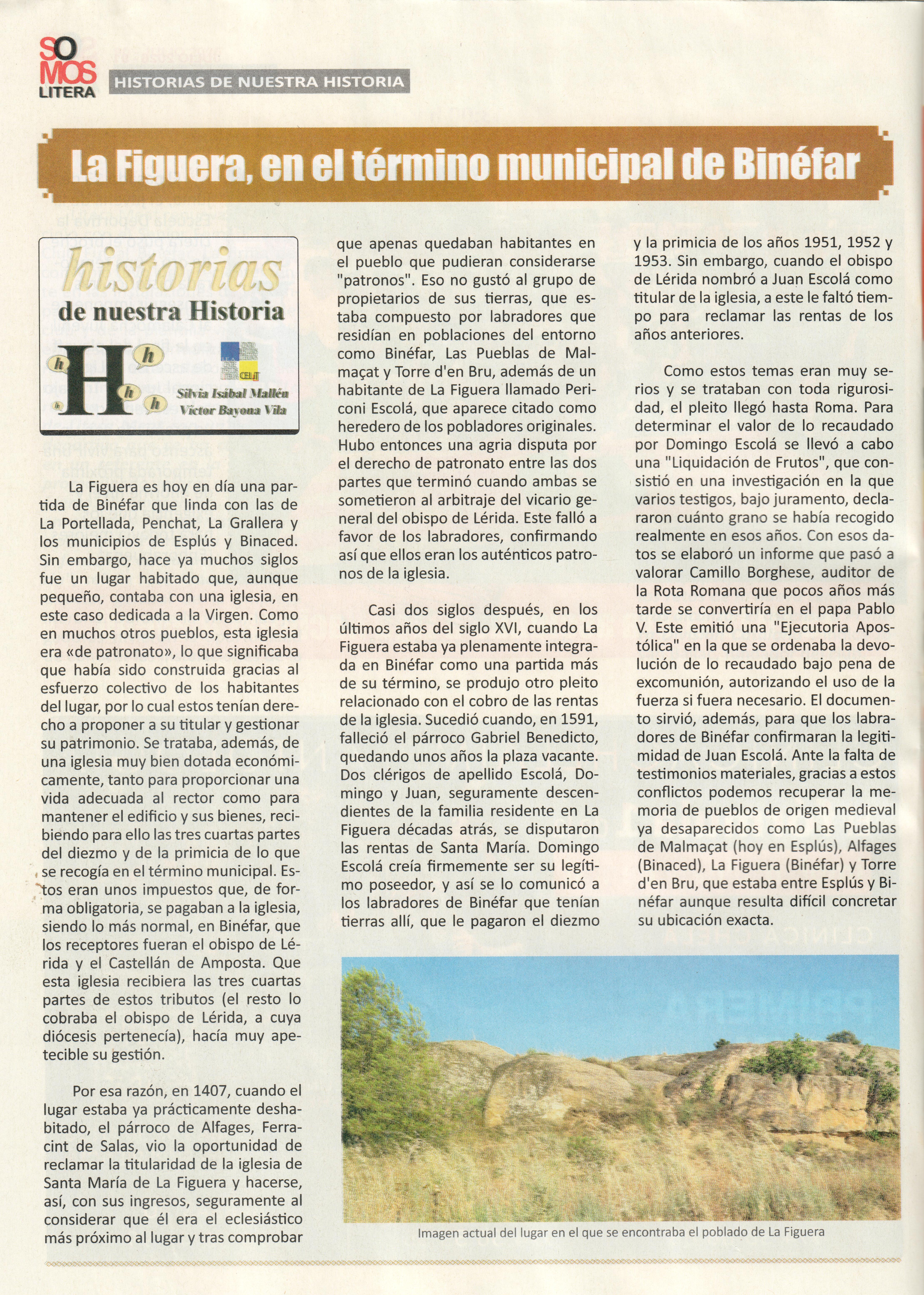 La Figuera en nuestro artículo de la revista Somos Litera